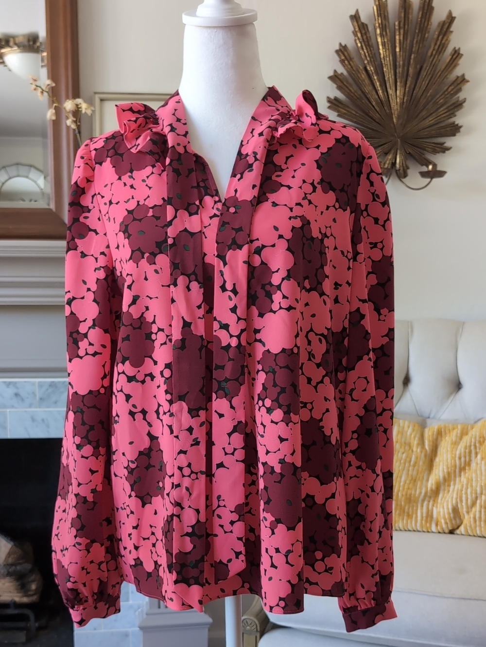 Kate Spade hot pink and maroon floral Blouse medium size